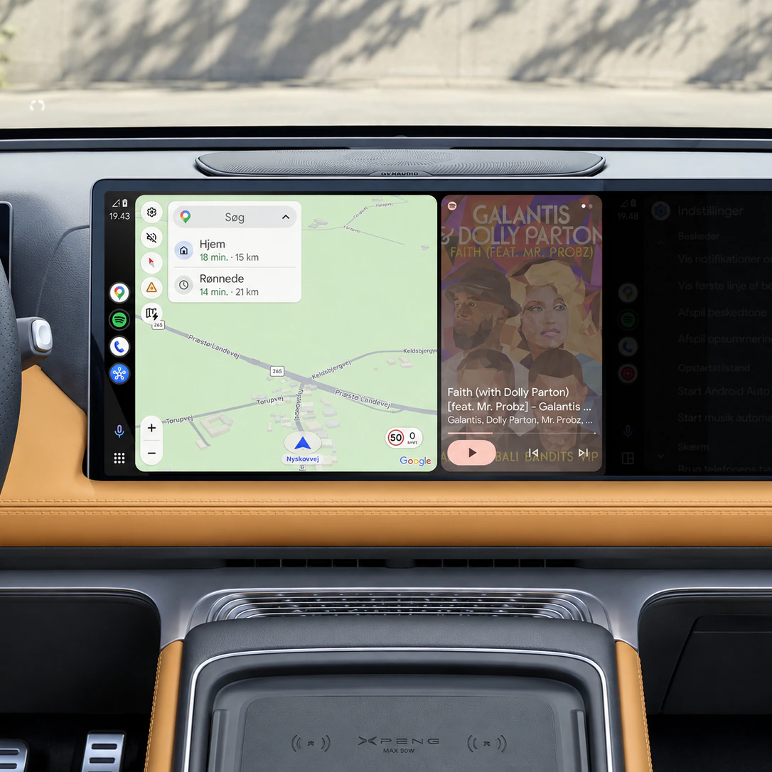 Android Auto filling the XPENG G9's factory display